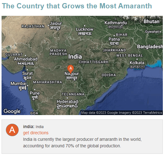 Where amaranth is grown